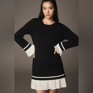 English Factory Long Sleeve Crewneck Ruffle Hem Knit Mini Dress Size Extra Large